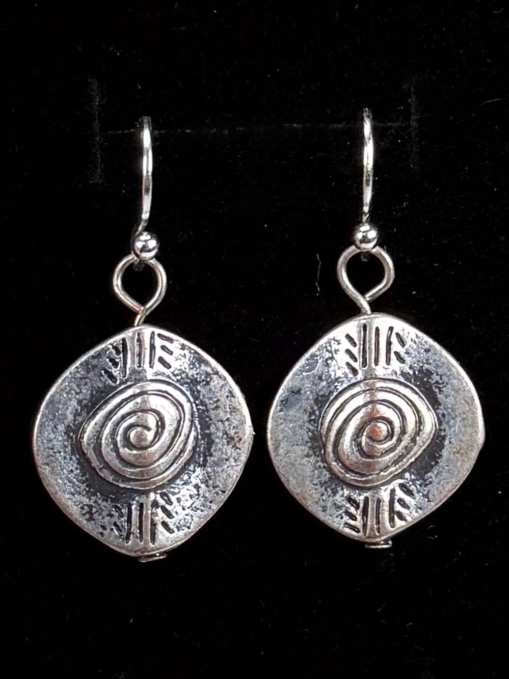 Vintage Silvertone weighted southwestern style pierced earrings
